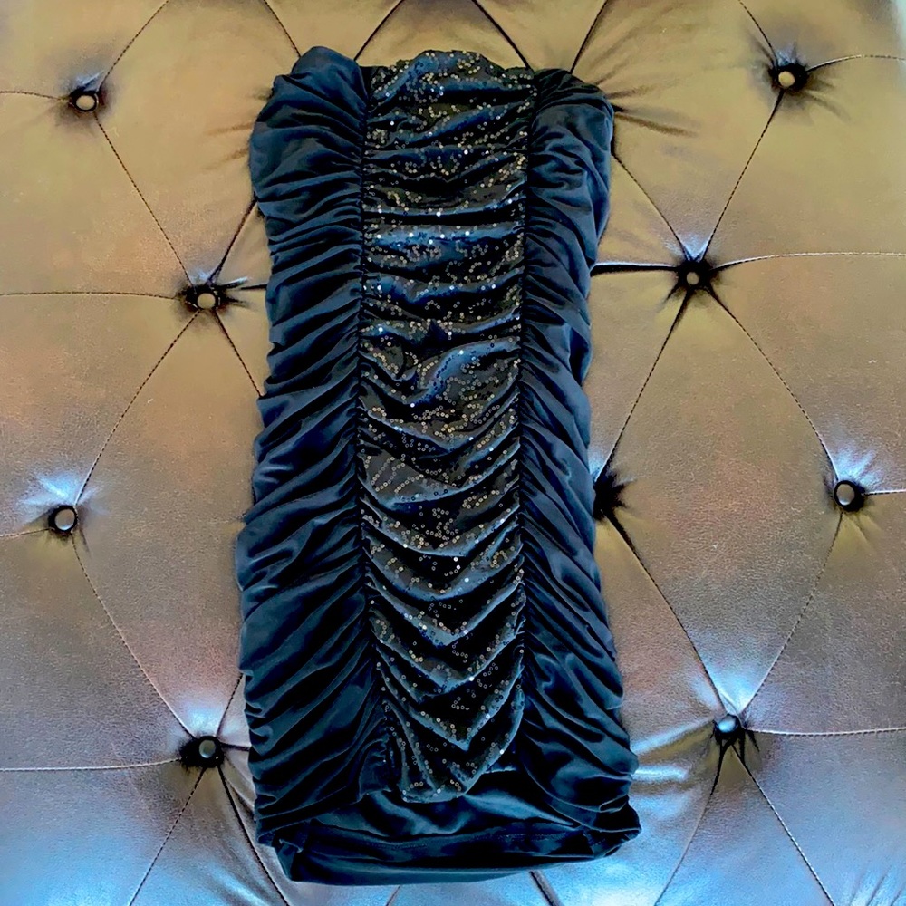 Sexy black sequin strapless dress